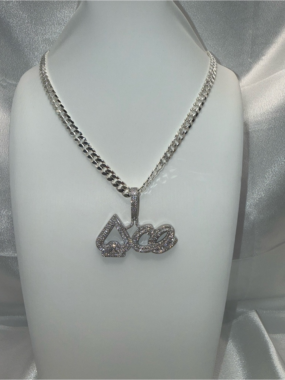 22” 7.2mm 925 silver filled, AAACZ necklace pendant combo